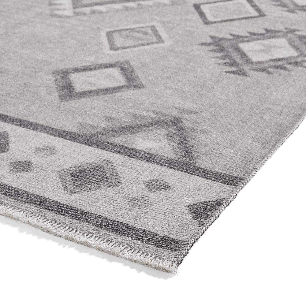 Whisper H1066 Washable Geometric Flat Weave Runner Rugs in Grey